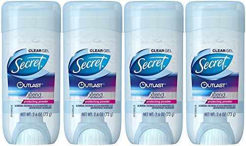 Product Cover Secret Outlast Protecting Powder Scent Women's Clear Gel Antiperspirant & Deodorant, 2.6 Ounce (4 Pack)
