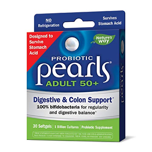 Product Cover Probiotic Pearls Once Daily Adult 50+ Probiotic Supplement, 1 Billion Live Cultures, Survives Stomach Acid, No Refrigeration, 30 Softgels (Packaging May Vary)