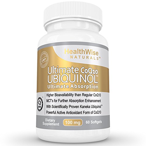 Product Cover Ultimate CoQ10 UBIQUINOL 100mg - Over 4X More Effective: Maximum Absorption & Potency - Non-GMO/Soy Free - Kaneka QH - Supreme Cardiovascular, Antioxidant & Anti-Aging Supplement - 60 Liquid Softgels