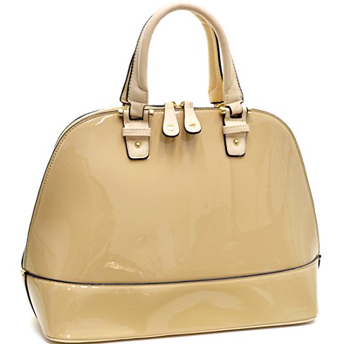 Product Cover Dasein Patent Leather Handbag Domed Satchel Bag Rhinstone Structured Shoulder Bag