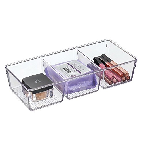 Product Cover iDesign Clarity Cosmetic Organizer Tray With 3 Sections for Vanity Cabinet to Hold Makeup, Beauty Products - Clear
