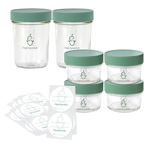 Product Cover Sage Spoonfuls Make in Bulk Glass Jars, (Set of 2 8oz & 4 4oz Glass Jars)