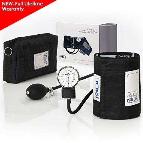 Product Cover MDF® Calibra® Aneroid Premium Professional Sphygmomanometer - Blood Pressure Monitor with Adult Cuff & Carrying Case - Full Lifetime Warranty & Free-Parts-For-Life - Black (MDF808M-11)