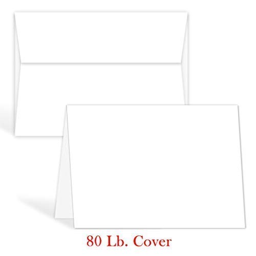 Product Cover Greeting Cards Set - 5x7 Blank White Cardstock and Envelopes Perfect for Business, Invitations, Bridal Shower, Birthday, Interoffice, Invitation Letter, Weddings and All Occasion - Bulk Set of 50
