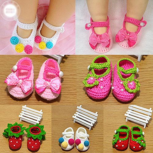 Product Cover Newborn Baby Infant Girls Flower Bow Tie Crochet Knit Socks Crib Shoes Prewalker 0-12 Months