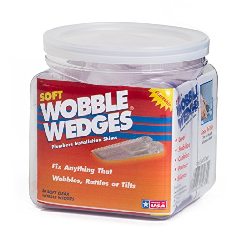 Product Cover Wobble Wedges - Soft Clear - Furniture and Plumbing Fixture Installation Shims - 30 Piece Jar