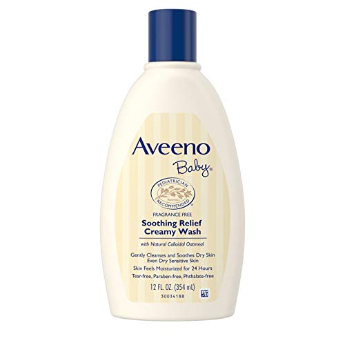 Product Cover Aveeno Baby Soothing Relief Creamy Wash with Natural Colloidal Oatmeal for Dry & Sensitive Skin, Hypoallergenic & Tear-Free Formula, 12 fl. oz (Pack of 2)