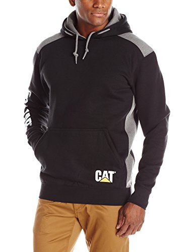 Product Cover Caterpillar Men's Logo Panel Hooded Sweatshirt (Regular and Big Sizes), Black, Medium