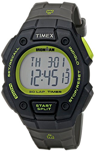 Product Cover Timex Men's T5K824 Ironman Classic 30 Full-Size Gray/Black/Green Resin Strap Watch