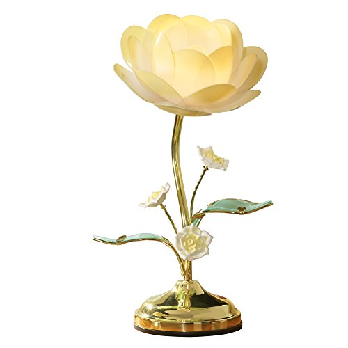 Product Cover Collections Etc. Lotus Flower Touch Lamp, Table Lamp with Lotus Design, Yellow