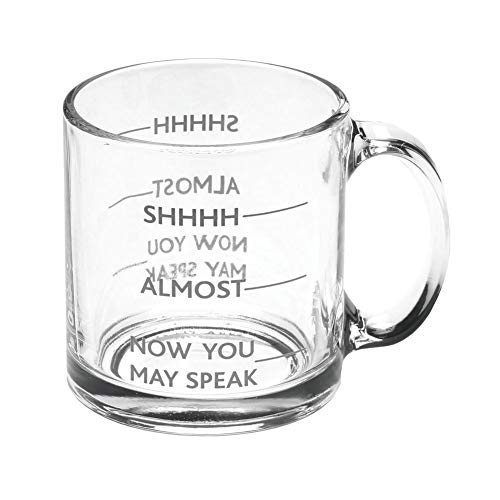 Product Cover Signals Coffee Lover's Coffee Mug, SHHHH, Almost, Now You May Speak - Funny 13oz Glass Coffee Cup Tea Mug