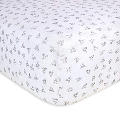 Product Cover Burt's Bees Baby - Fitted Crib Sheet, Girls & Unisex 100% Organic Cotton Crib Sheet for Standard Crib and Toddler Mattresses (Heather Grey Honeybee Print)