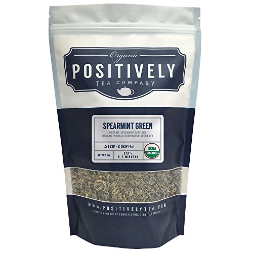 Product Cover Positively Tea Company, Organic Spearmint Green, Green Tea, Loose Leaf, USDA Organic, 1 Pound Bag