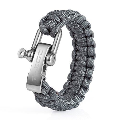 Product Cover TI-EDC Paracord Survival Bracelet with Adjustable Stainless Steel Shackle for Outdoor, Size Fit for 7 to 8 Inch Wrists
