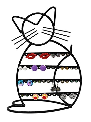 Product Cover ARAD Cat-Shaped Earring Holder, Jewelry Rack, Display Organizer for Piercings (Black Finish)