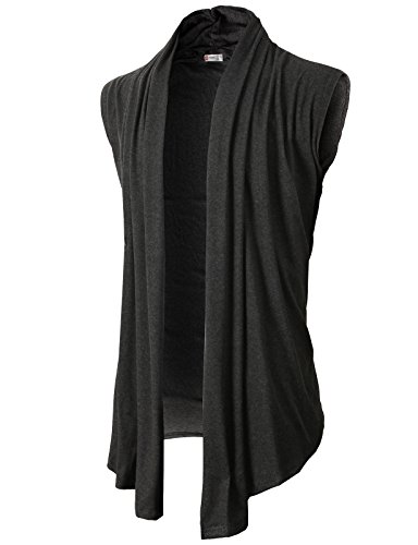 Product Cover H2H Men's Shawl Collar Sleeveless Cardigan with No Button Charcoal US M/Asia L (KMOCASL01)