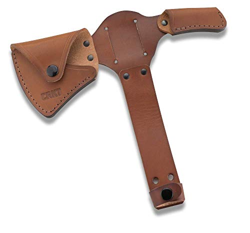 Product Cover CRKT Woods Kangee Tomahawk Sheath: Full Grained Leather, Multiple Snaps, Belt Loops for Secure Carry of T-Hawk D2735