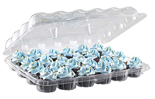 Product Cover Katgely Disposable Mini Cupcake Box Container - Holds 24 Mini Cupcakes - PBA Free Plastic - Pack of 10