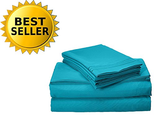 Product Cover Elegant Comfort 1500 Thread Count Egyptian Quality 4-Piece Bed Sheet Sets with Deep Pockets, Queen, Turqouise