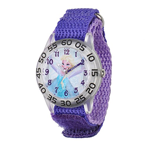 Product Cover Disney Kids' W001791 Elsa Time Teacher Watch with Purple Band