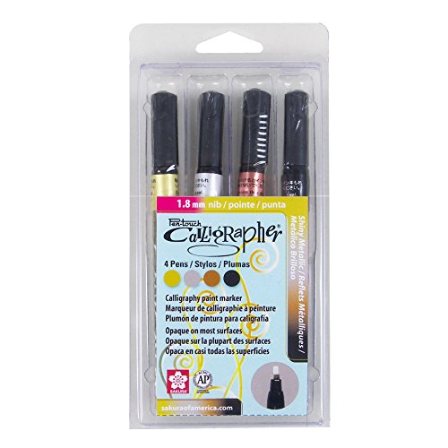 Product Cover Sakura 47391 4-Piece Fine Pentouch Calligrapher Paint Marker, 1.8mm, Gold, Silver, Copper and Black