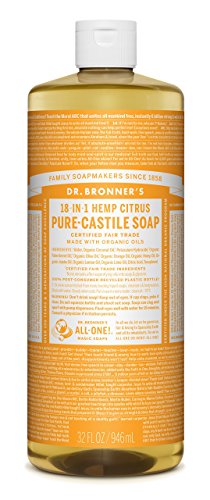 Product Cover Dr. Bronner's - Pure-Castile Liquid Soap (Citrus, 32 ounce) - Made with Organic Oils, 18-in-1 Uses: Face, Body, Hair, Laundry, Pets and Dishes, Concentrated, Vegan, Non-GMO