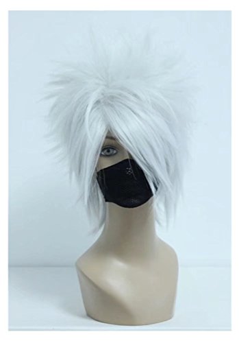 Product Cover COSPLAZA Cosplay Wig Silver White Boy Male Anime Show Halloween Short Anime Full Hair