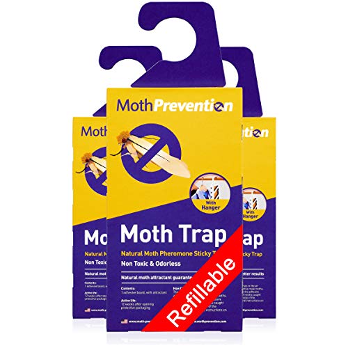 Product Cover Powerful Moth Traps for Clothes Moths | 3-Pack | Refillable, Odor-Free & Natural from MothPrevention | Best Catch-Rate for Clothes Moth and Carpet Moth Traps on The Market! - Results Guaranteed