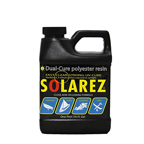 Product Cover Solarez UV Dual Cure, Low-VOC Clear Polyester Resin (Pint) ~ Clear Laminating Resin - No Waiting! for Custom Woodworking, Surfboards, Marine, Auto, Hobby ~ Eco-Friendly ~ Made in The USA
