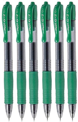 Product Cover Pilot G2 Premium Retractable Gel-Ink Pens, Fine Point, 0.7mm, Green, 6-Count