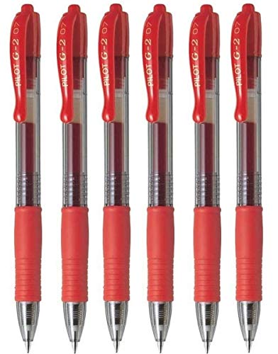 Product Cover Pilot G2 07 Red Fine Retractable Gel Ink Pen Rollerball 0.7mm Nib Tip 0.39mm Line Width Refillable BL-G2-7 (6)