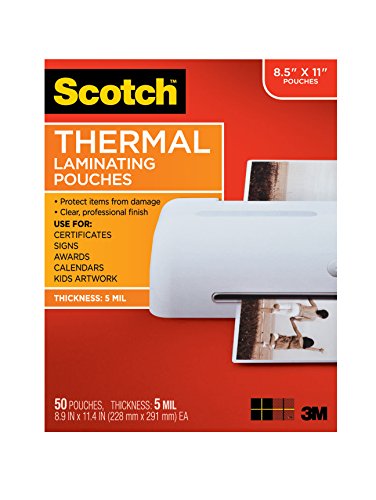 Product Cover Scotch Thermal Laminating Pouches, 8.9 x 11.4-Inches, 5 mil thick, 50-Pack (TP5854-50)