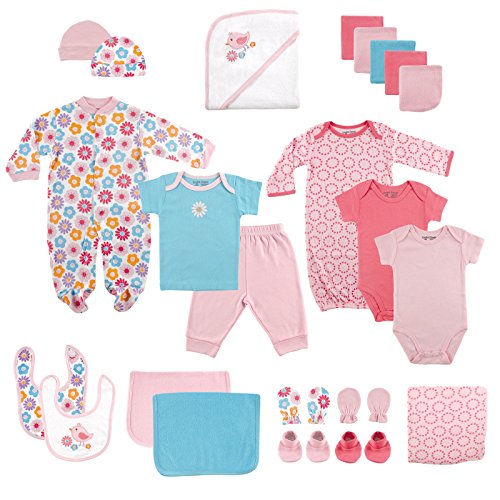 Product Cover Luvable Friends Unisex Baby Gift Cube, Pink Birds, 24-Piece Set, 0-6 Months
