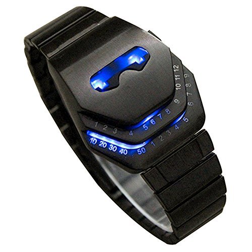Product Cover Vavna Men's Peculiar Cool Gadgets Interesting Amazing Snake Head Design Blue LED Watches WTH8021