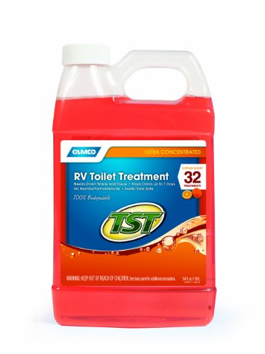 Product Cover Camco TST Ultra-Concentrate Orange Scent RV Toilet Treatment, Formaldehyde Free, Breaks Down Waste And Tissue, Septic Tank Safe, Treats up to 32 - 40 Gallon Holding Tanks (64 Ounce Bottle) - 41172