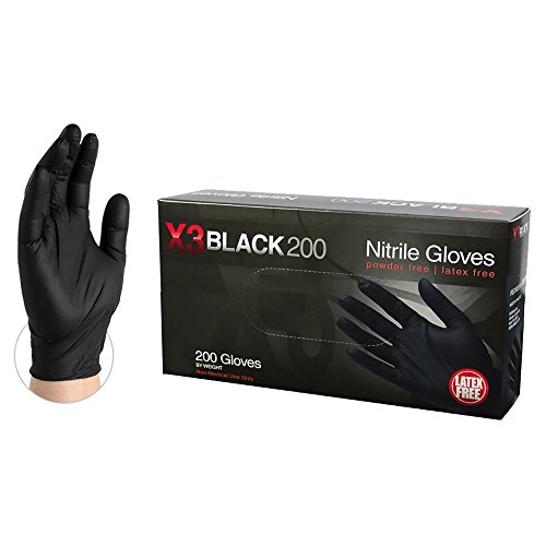Product Cover X3 Industrial Black Nitrile Gloves - 3 mil, Latex Free, Powder Free, Textured, Disposable, Large, BX3D46100-BX, Box of 200