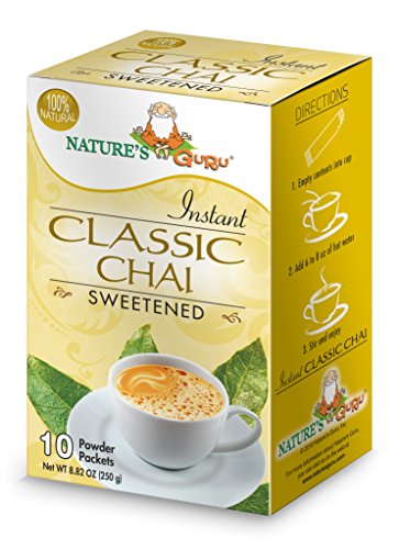Product Cover Nature's Guru Instant Classic Chai Tea Drink Mix Sweetened 10 Count Single Serve On-the-Go Drink Packets