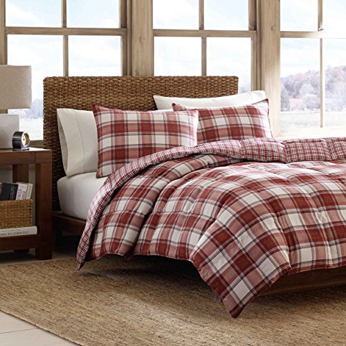 Product Cover Eddie Bauer Edgewood Plaid Down Alternative Reversible Comforter Set, Full/Queen, Red
