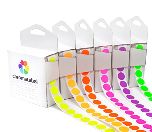 Product Cover ChromaLabel Fluorescent Color-Code Dot Label Kit | 6 Assorted Colors | 1000/Dispenser Box (1/2 inch)
