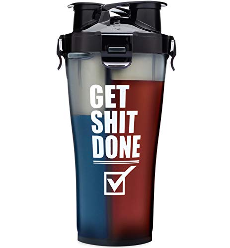 Product Cover Hydra Cup - 36 oz High Performance Dual Shaker Bottle, 2 in 1, 14oz + 22oz, Leak Proof, Awesome Colors, Patented PRE + Protein Shaker Cup, Save Time & Be Prepared, Get It Done Black