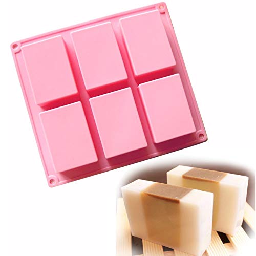 Product Cover Allforhome(TM) 6 Cavity 3D Plain Rectangle Silicone Soap DIY Molds Homemade Craft Art Candy Cake Moulds Handmade Soap Mold Soap Bar Mold