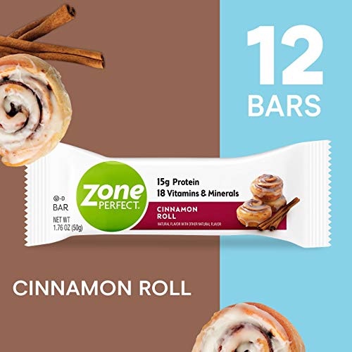Product Cover ZonePerfect Protein Bars, Cinnamon Roll, High Protein, With Vitamins & Minerals (12 Count)