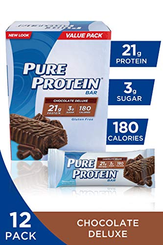 Product Cover Pure Protein Bars, High Protein, Nutritious Snacks to Support Energy, Low Sugar, Gluten Free, Chocolate Deluxe, 1.76oz, 12 Pack