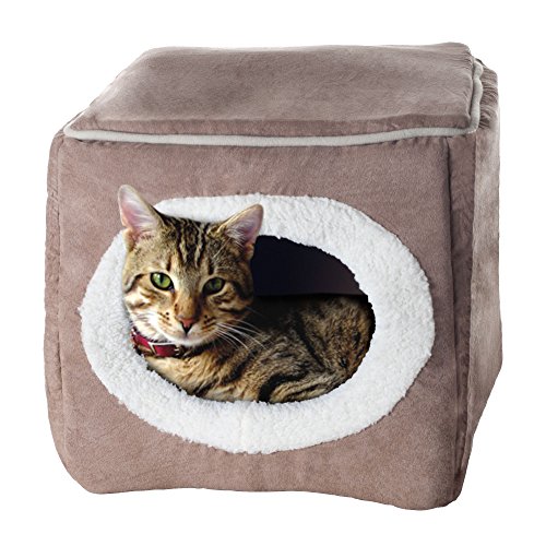 Product Cover PETMAKER Cozy Cave Enclosed Cube Pet Bed - Light Coffee