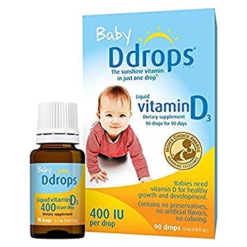 Product Cover Ddrops 1072834 400 IU Liquid Vitamin D3 Drops for Babies, 2.5 ml, 2 Count