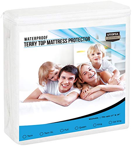 Product Cover Utopia Bedding Premium Waterproof Mattress Protector - Vinyl Free - Breathable Fitted Mattress Cover (King)