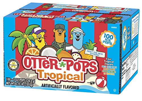 Product Cover Otter Pops Tropical Ice Pops - Gluten & Fat Free Ice Pops, Delicious Tropical Frozen Treats Include New Fruit Punch, Pineapple, Coconut, & Mango Flavors, 100Count of 1 oz. Pops