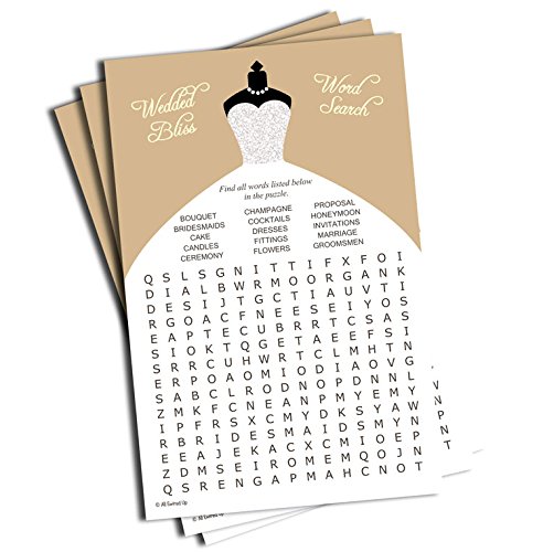 Product Cover Wedding Word Find/Search Game - Bridal Shower - Champagne Silver Wedding Dress (50-sheets)