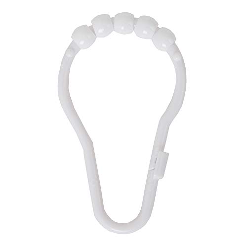 Product Cover MAYTEX Heavy Duty Roller Glide Rings Shower Curtain Hooks, Plastic White