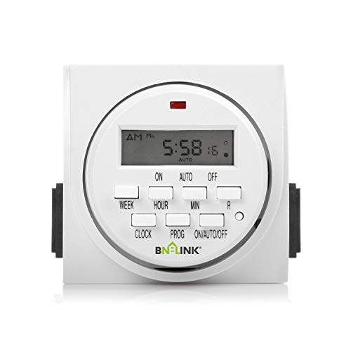 Product Cover BN-LINK 7 Day Heavy Duty Digital Programmable Timer, FD60 U6, 115V, 60Hz, Dual Outlet, Indoor, Packaging May Vary For Lamp Light Fan Security UL Listed